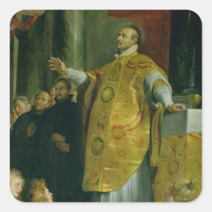 Die Vision des heiligen Ignatius von Loyola Quadratischer Aufkleber