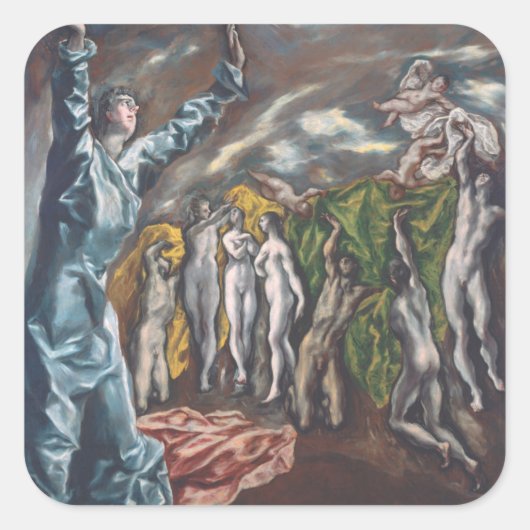 Die Vision des Johannes Quadratischer Aufkleber (Vorderseite)