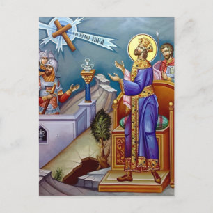 Die Vision des St. Konstantin-Orthodoxe Ikone Postkarte