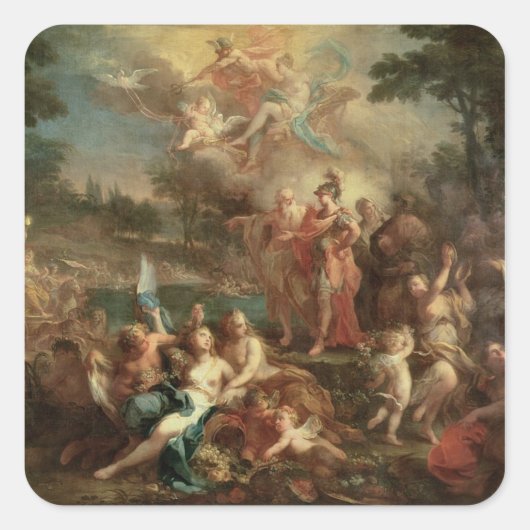 Die Vision von Aeneas in den elysischen Feldern Quadratischer Aufkleber (Vorderseite)