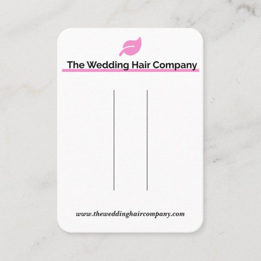 Die Visitenkarte der Firma Wedding Hair (Vorderseite)