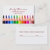 Die Visitenkarte des bunten Bleistift-Lehrers Terminkarte (Vorne/Hinten)