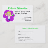 Die Visitenkarte des Cartoon Science Teachers (Vorne/Hinten)