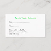 Die Visitenkarte des Cartoon Science Teachers (Rückseite)