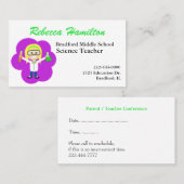 Die Visitenkarte des Cartoon Science Teachers (Vorne/Hinten)