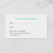 Die Visitenkarte des Cartoon Science Teachers (Rückseite)