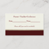 Die Visitenkarte des eleganten Apfel-Lehrers Terminkarte (Rückseite)