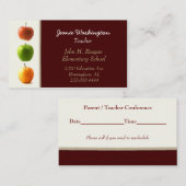 Die Visitenkarte des eleganten Apfel-Lehrers Terminkarte (Vorne/Hinten)