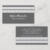 Die Visitenkarte mit schlichtem Chic Stripes, grau (Vorne/Hinten)
