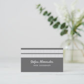 Die Visitenkarte mit schlichtem Chic Stripes, grau (Stehend Vorderseite)