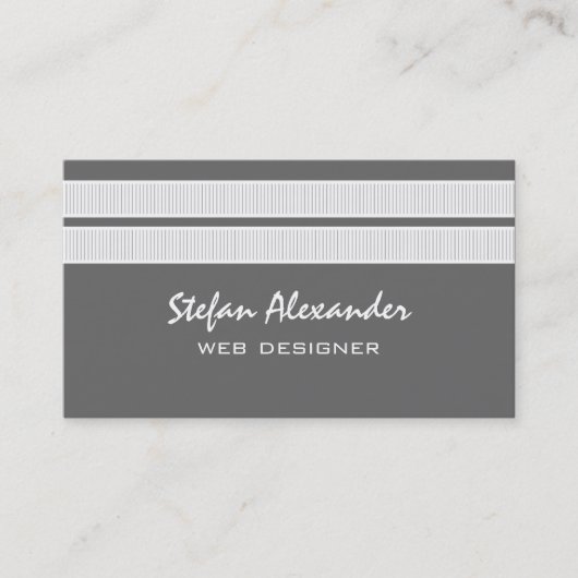Die Visitenkarte mit schlichtem Chic Stripes, grau (Vorderseite)