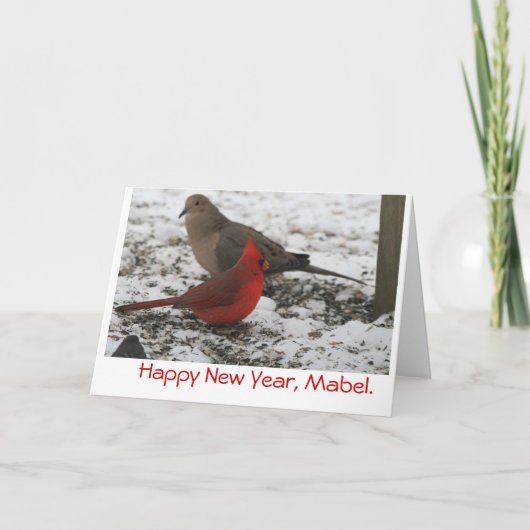 Die Vögel des neuen Jahres Feiertagskarte (Vorderseite)