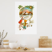 Die Vögel fütternd Kinder Poster (Küche)