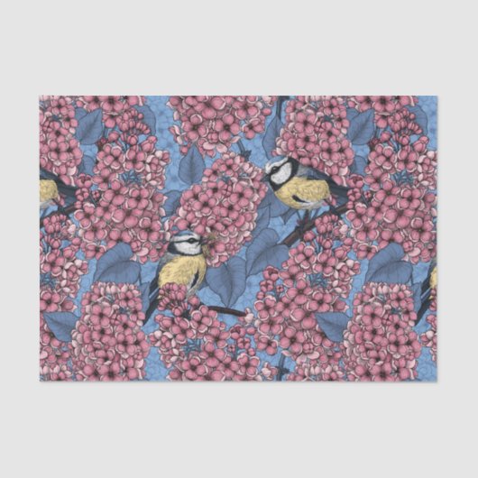 Die Vögel im lila Garten Seidenpapier (Vorderseite)