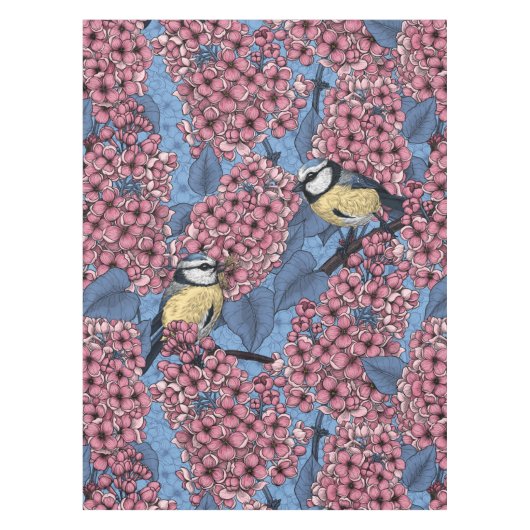 Die Vögel im lila Garten Tischdecke (Vorderseite)