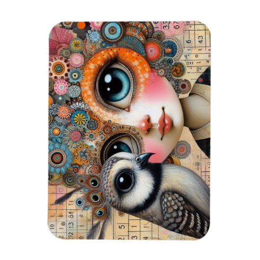 Die Vogel Lady Collage Magnet (Vertikal)