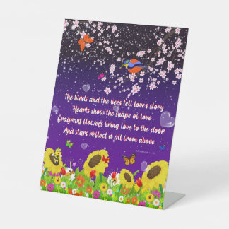 Die Vögel und die Bienen erzählen die Geschichte d Sockelschild