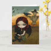 "Die Vogelscheuche-" Gruß-Karte Karte (Gelbe Blume)