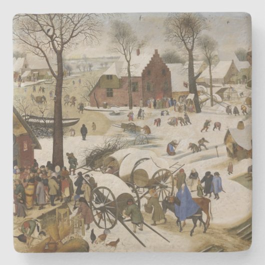 Die Volkszählung in Bethlehem (von Pieter Bruegel) Steinuntersetzer (Vorderseite)