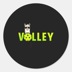 Die Volley Llamas Comic-Stil Llama Pickle Ball Runder Aufkleber