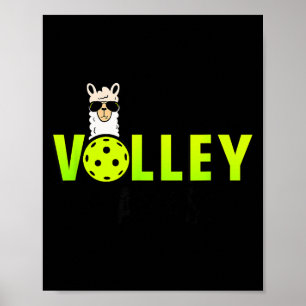 Die Volley Llamas Comic Style Llama Pickle Ball Poster