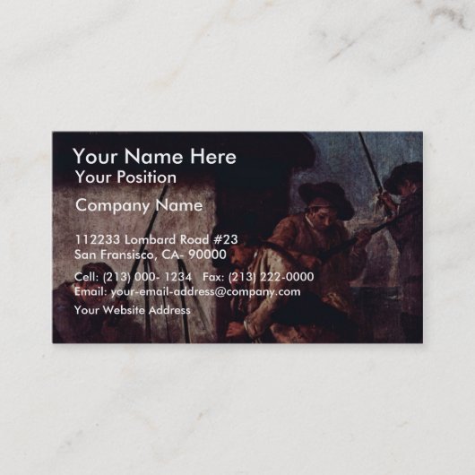 Die Vorbereitung der Gewehre" durch Longhi Pietro Visitenkarte (Vorderseite)