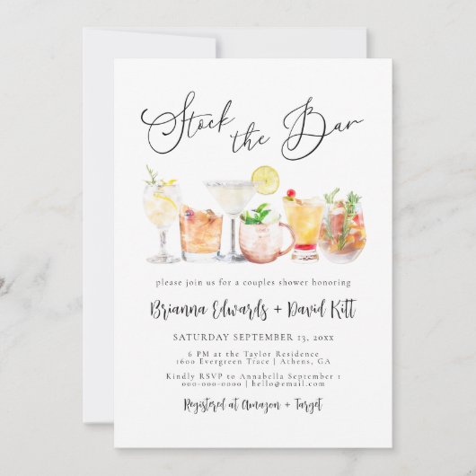 Die Vorlage für die Einladung zum Duschen von Bar (Vorderseite)