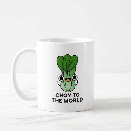 Die Wahl für die Welt lustige Bok Choy Veggie Pun Kaffeetasse (Links)