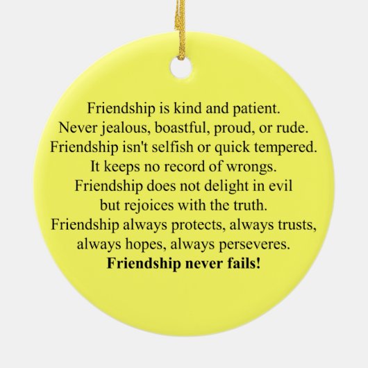 Die wahre Bedeutung der Freundschaft (1 Korinther Keramikornament (Hinten)