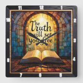Die Wahrheit Set dir frei Quadratische Wanduhr (Vorderseite)
