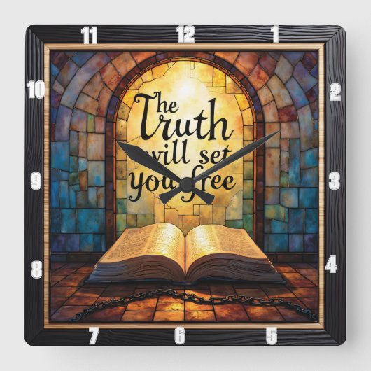 Die Wahrheit Set dir frei Quadratische Wanduhr (Vorderseite)
