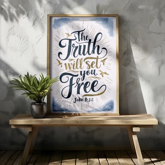 Die Wahrheit wird dich Set befreien John 8:32 Art Poster