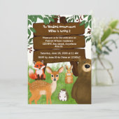 Die Waldgeburtstagsfeier Waldtiere Kinder Einladung (Stehend Vorderseite)