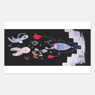 Die Wand des Rosas Rechteckiger Aufkleber