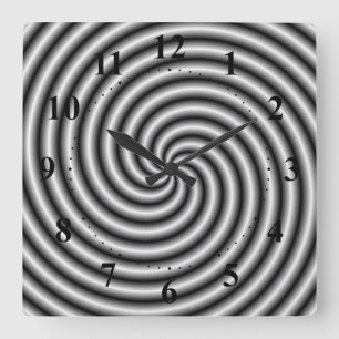 Die Wand hält den Swirbel in Schwarz und Weiß fest Quadratische Wanduhr