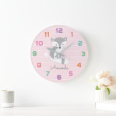 Die Wand-Uhr des rosa Fox-Kinderzimmers Große Wanduhr (Zuhause)