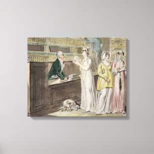 Die Wanderbücherei (Feder und w/c und w Leinwanddruck