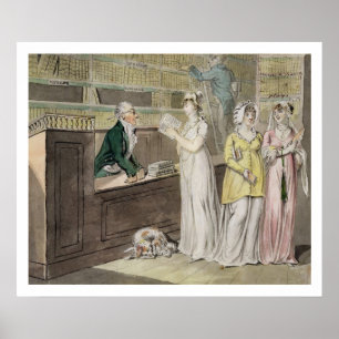 Die Wanderbücherei (Feder und w/c und w Poster