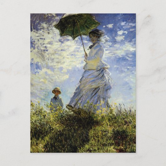 Die Wanderung, Lady mit Sonnenschirm Postkarte (Vorderseite)