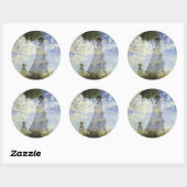 Die Wanderung, Lady mit Sonnenschirm Runder Aufkleber (Blatt)