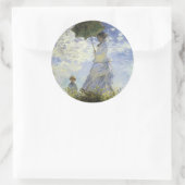 Die Wanderung, Lady mit Sonnenschirm Runder Aufkleber (Tasche)