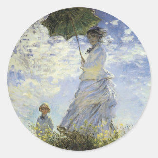 Die Wanderung, Lady mit Sonnenschirm Runder Aufkleber
