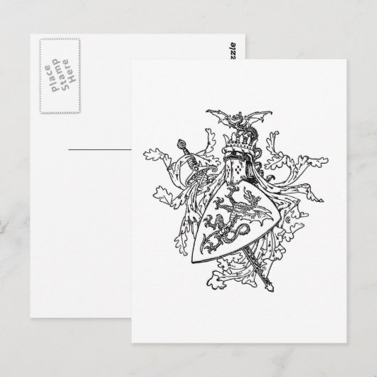 Die Wappen des Königs Artus Postkarte (Vorne/Hinten)