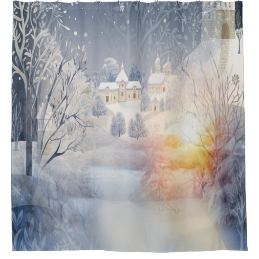 Die Wärme der Sonne im Winter Duschvorhang (Vorderseite)