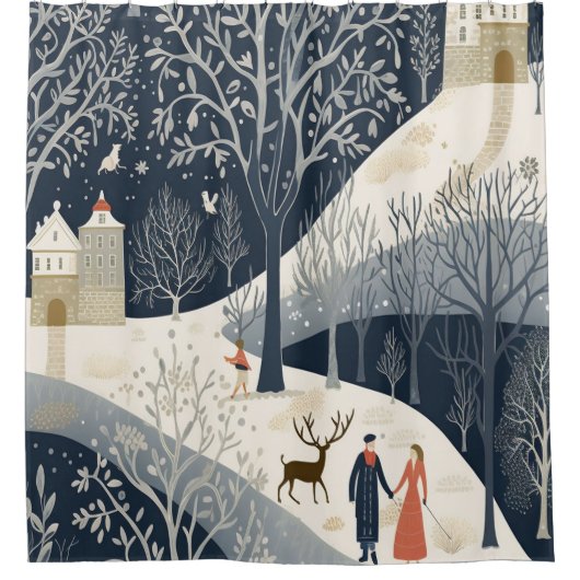 Die Wärme der Sonne im Winter Duschvorhang (Vorderseite)