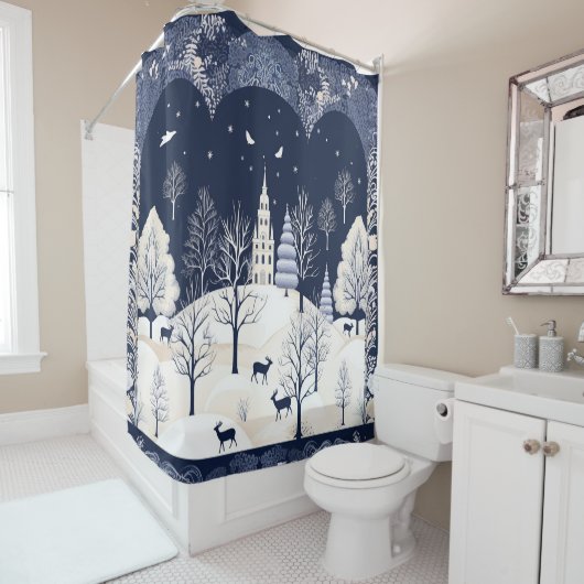 Die Wärme der Sonne im Winter Duschvorhang (Beispiel)