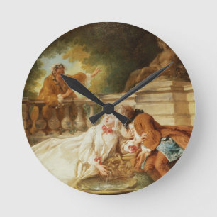 Die Warnung, 1723 (Öl auf Leinwand) Runde Wanduhr