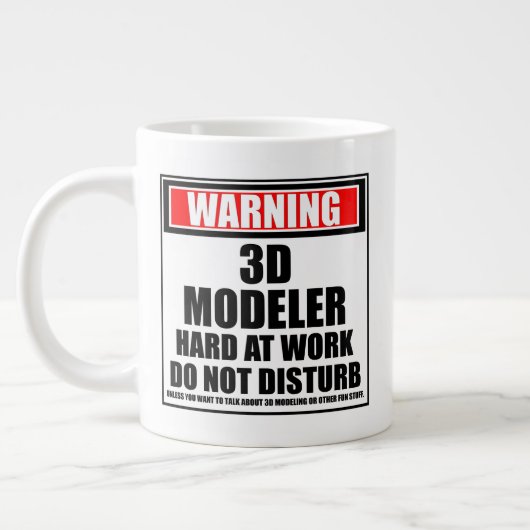 Die Warnung des 3D-Models bei der Arbeit stört nic Jumbo-Tasse (Links)