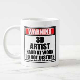 Die Warnung von 3D-Künstlern bei der Arbeit stört Jumbo-Tasse