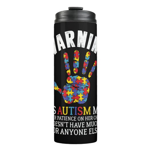 Die Warnung vor dieser Autismus-Mama nutzt Geduld  Thermosbecher (Vorderseite)